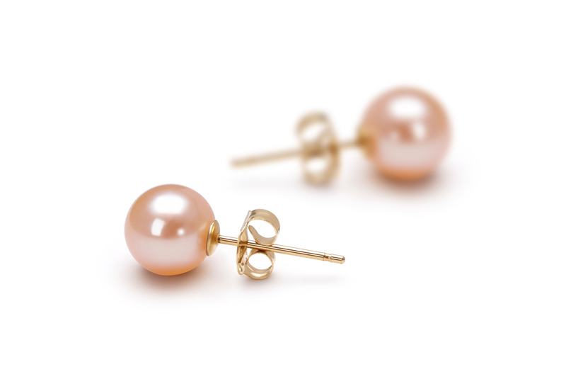 6-7mm AAAA Quality Freshwater Cultured Pearl Earring Pair in Pink - #2