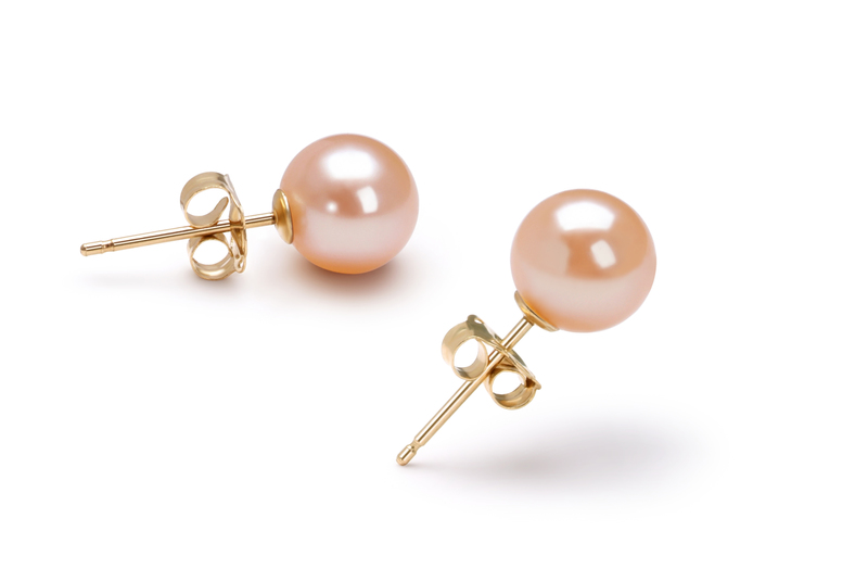 6-7mm AAAA Quality Freshwater Cultured Pearl Earring Pair in Pink - #3