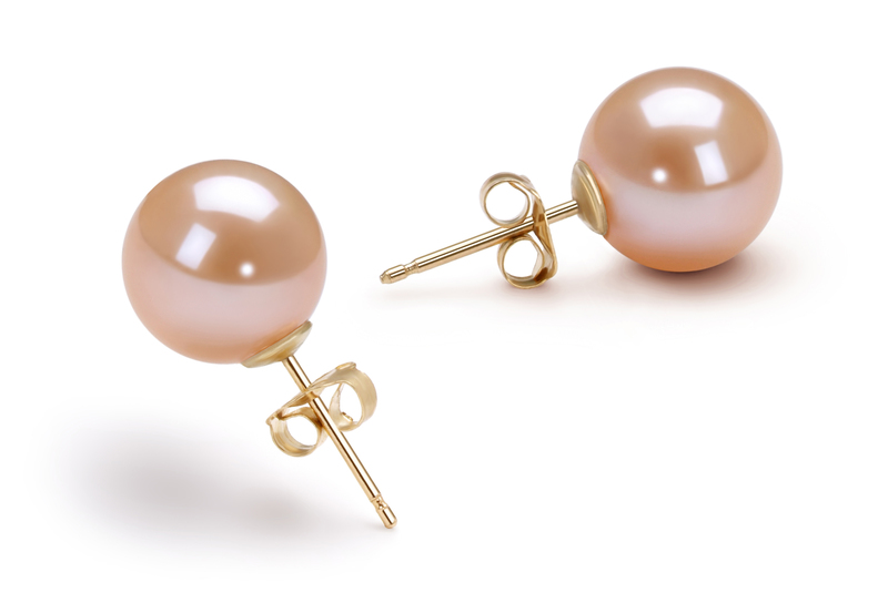 9-10mm AAAA Quality Freshwater Cultured Pearl Earring Pair in Pink - #2