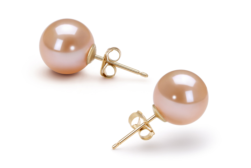 9-10mm AAAA Quality Freshwater Cultured Pearl Earring Pair in Pink - #3