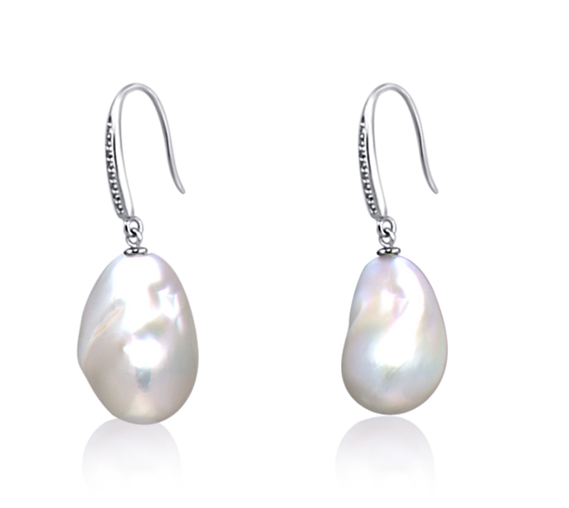 12-13mm AA+ Quality Freshwater - Edison Cultured Pearl Earring Pair in White - #1