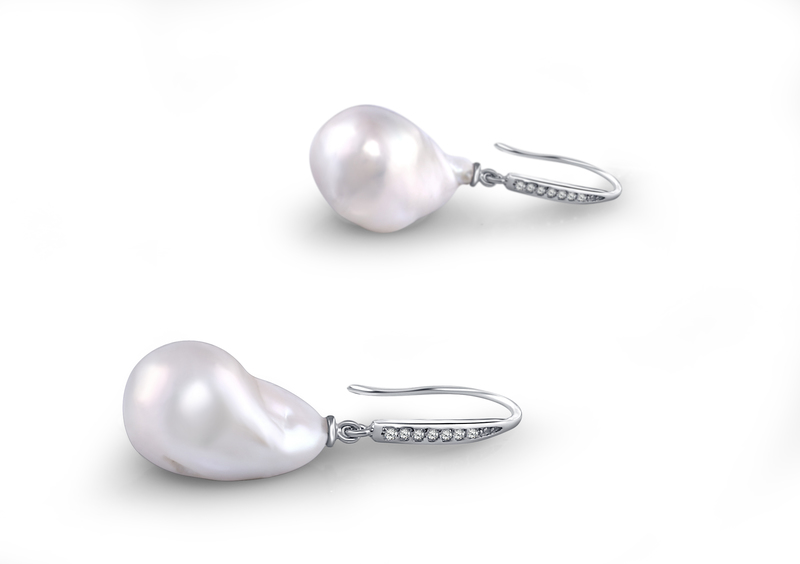 12-13mm AA+ Quality Freshwater - Edison Cultured Pearl Earring Pair in White - #3