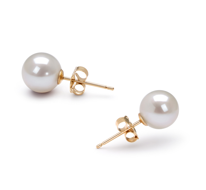6-7mm AAAA Quality Freshwater Cultured Pearl Earring Pair in White - #1
