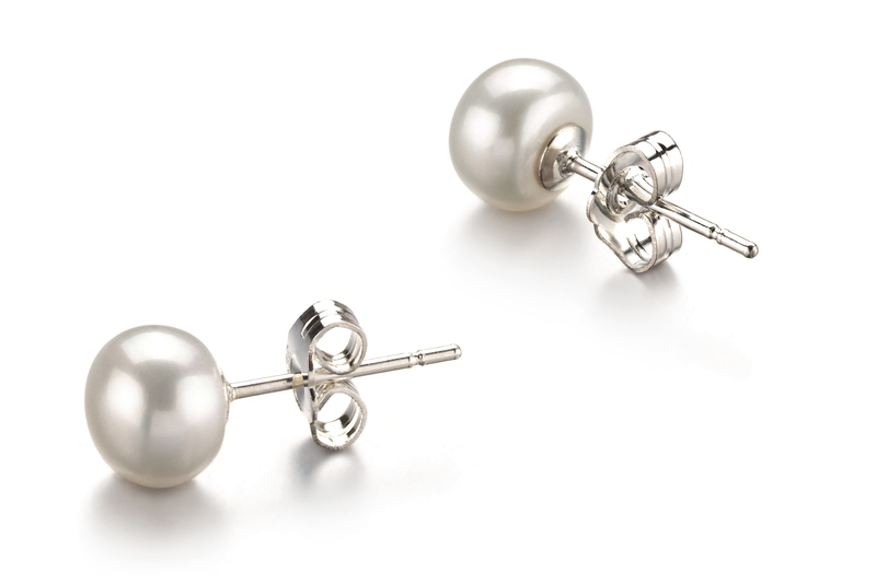 6-7mm AA Quality Freshwater Cultured Pearl Earring Pair in White - #2