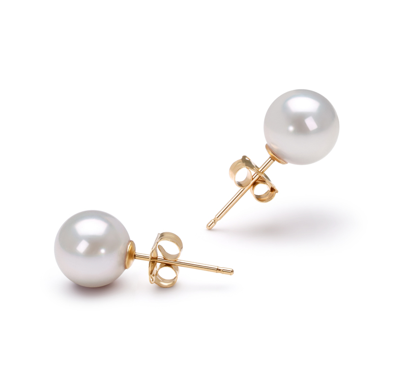 6.5-7mm AAA Quality Japanese Akoya Cultured Pearl Earring Pair in White - #1