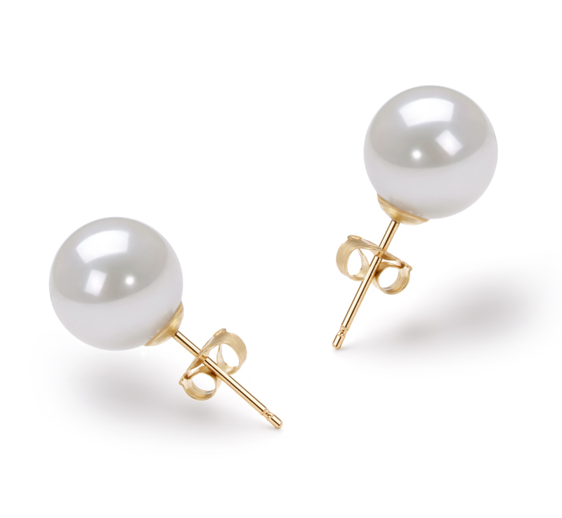 8.5-9mm AAA Quality Japanese Akoya Cultured Pearl Earring Pair in White - #1
