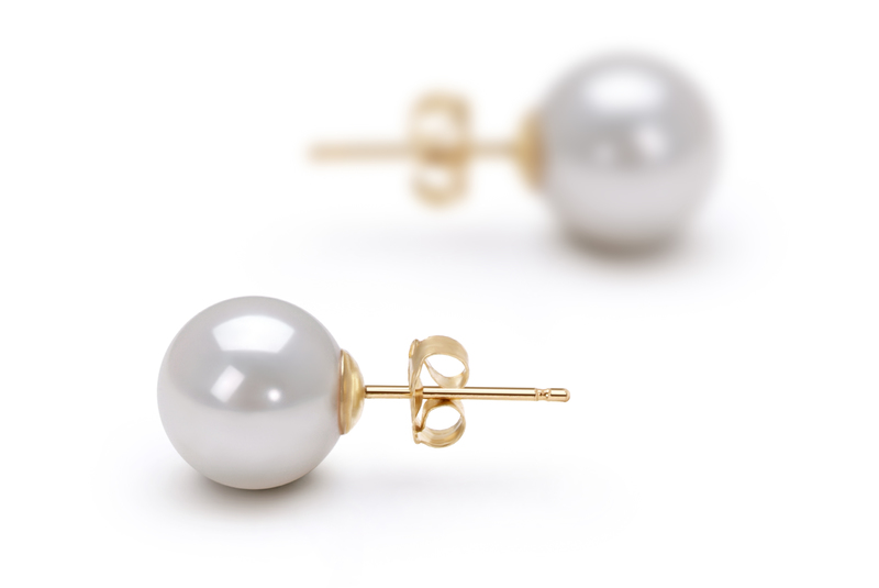 8.5-9mm AAA Quality Japanese Akoya Cultured Pearl Earring Pair in White - #3
