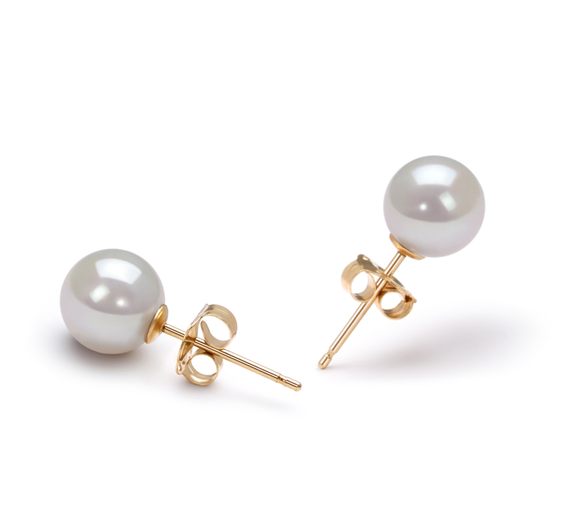 6-7mm AA Quality Japanese Akoya Cultured Pearl Earring Pair in White - #1