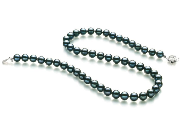 7.5-8mm AA Quality Japanese Akoya Cultured Pearl Necklace in Black - #2