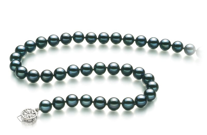 7.5-8mm AA Quality Japanese Akoya Cultured Pearl Necklace in Black - #3