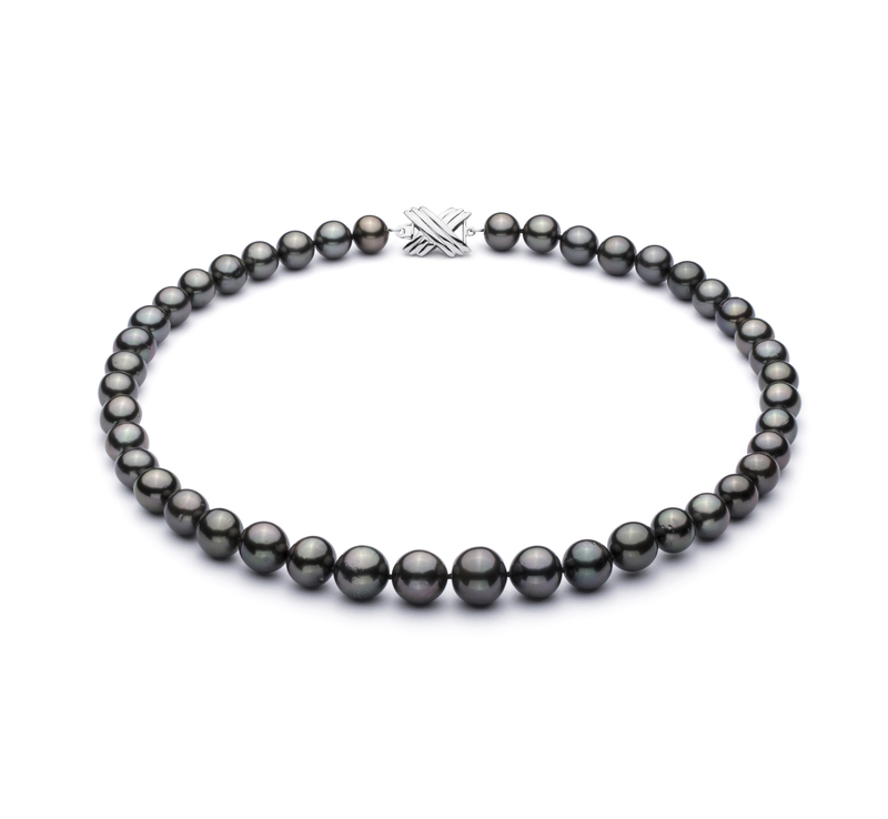 9.5-11mm AA+ Quality Tahitian Cultured Pearl Necklace in Black - #1