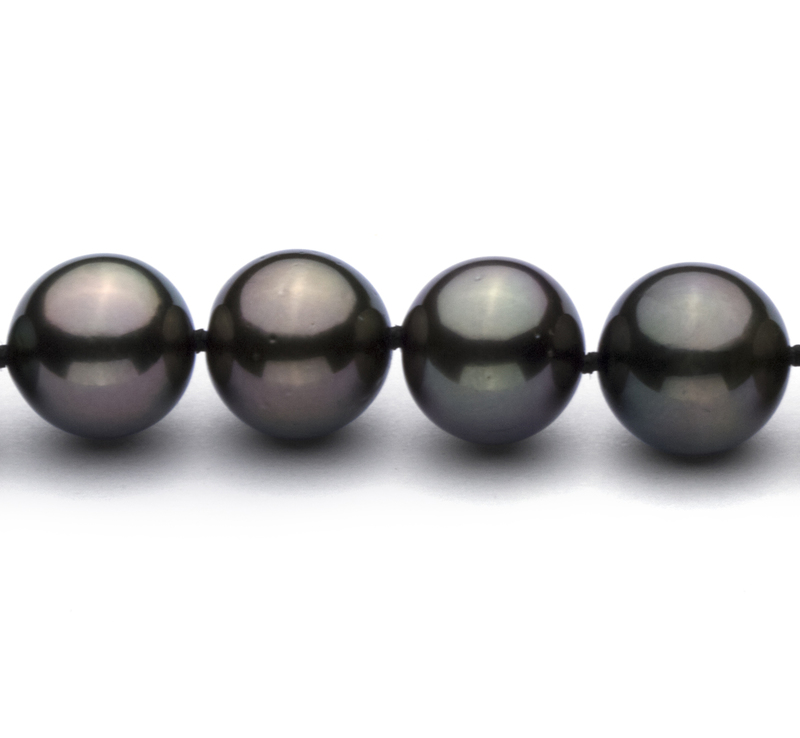 9.2-10.9mm AAA Quality Tahitian Cultured Pearl Necklace in Black - #3