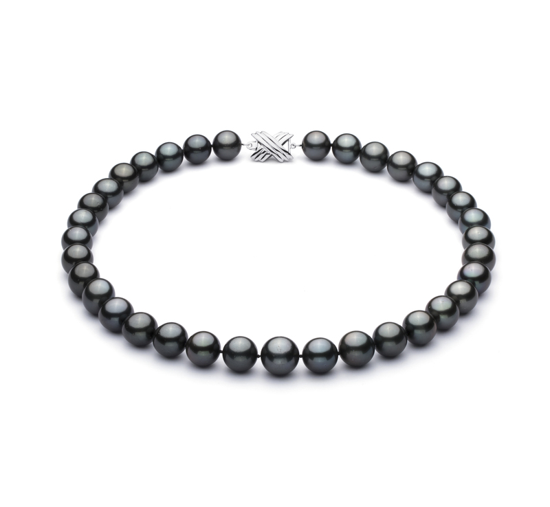 11.2-13.8mm AA+ Quality Tahitian Cultured Pearl Necklace in Black - #1