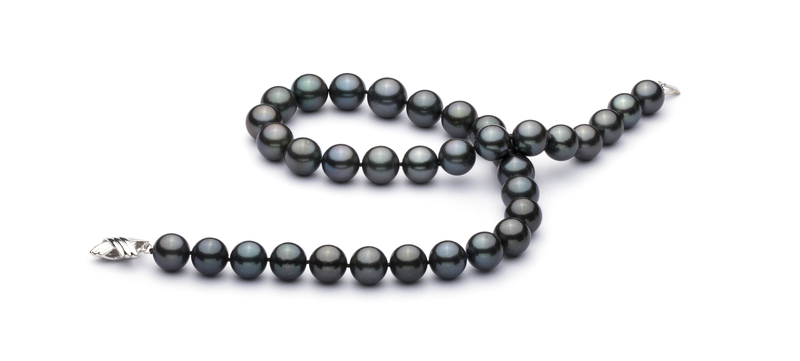 11.2-13.8mm AA+ Quality Tahitian Cultured Pearl Necklace in Black - #2