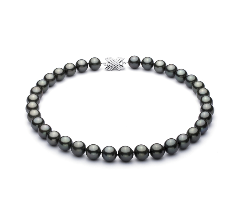 10.9-13.8mm AAA Quality Tahitian Cultured Pearl Necklace in Black - #1