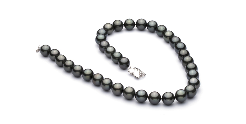 10.9-13.8mm AAA Quality Tahitian Cultured Pearl Necklace in Black - #2