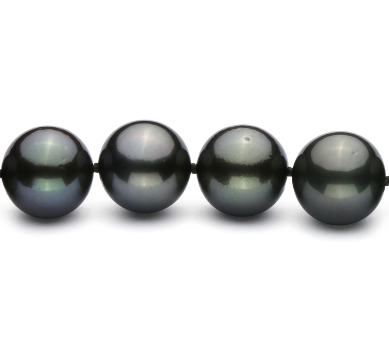 10.9-13.8mm AAA Quality Tahitian Cultured Pearl Necklace in Black - #3