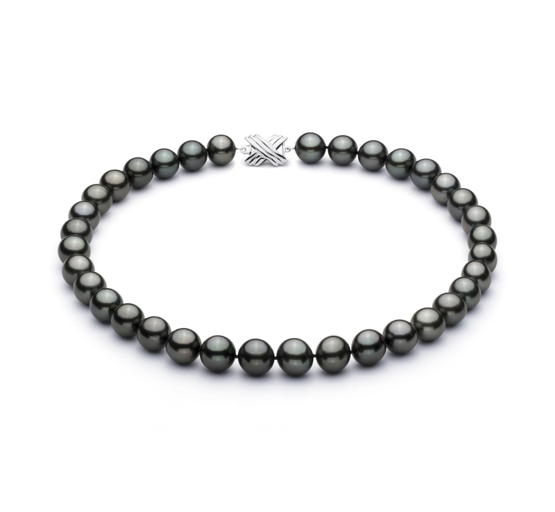 11.3-12.2mm AAA Quality Tahitian Cultured Pearl Necklace in Black - #1