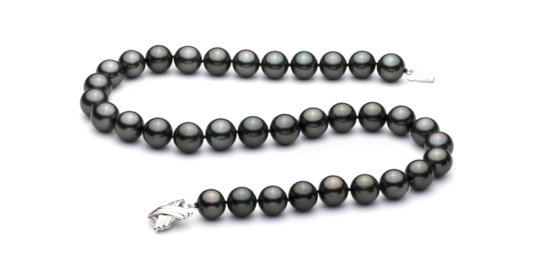 11.3-12.2mm AAA Quality Tahitian Cultured Pearl Necklace in Black - #2