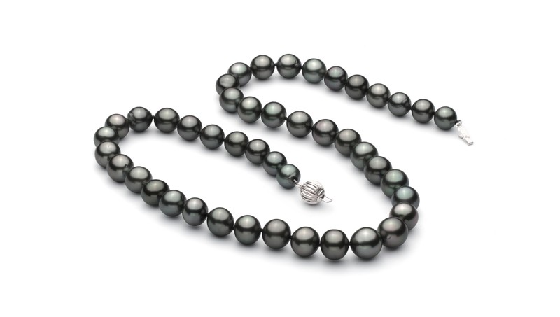 8-10mm AA+ Quality Tahitian Cultured Pearl Necklace in Black - #2