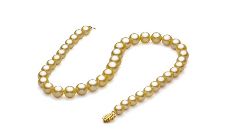 9-11.8mm AAA Quality South Sea Cultured Pearl Necklace in Gold - #2