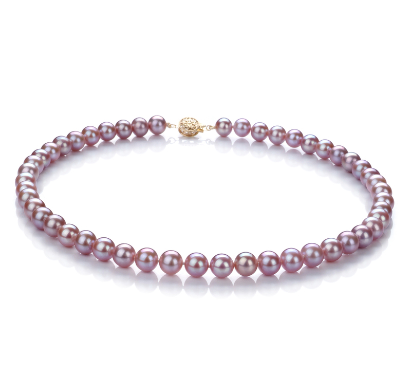 7.5-8mm AAA Quality Freshwater Cultured Pearl Necklace in Lavender - #1