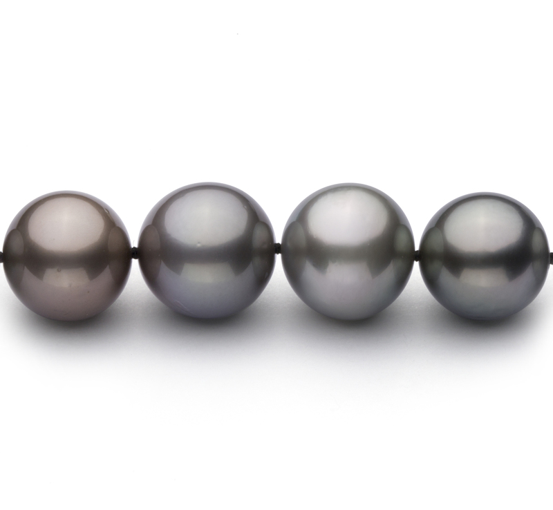 9.2-13.9mm AA+ Quality Tahitian Cultured Pearl Necklace in Multicolor - #3