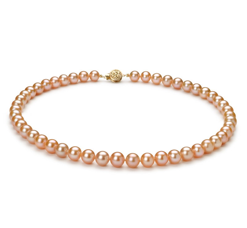 7-8mm AAA Quality Freshwater Cultured Pearl Necklace in Pink - #1