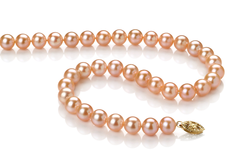 7-8mm AA Quality Freshwater Cultured Pearl Necklace in Pink - #3