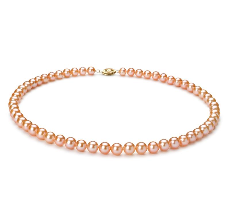 6-7mm AA Quality Freshwater Cultured Pearl Necklace in Pink - #1