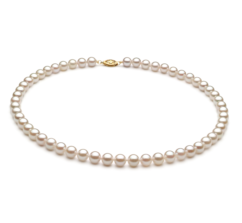 6-7mm A+ Quality Chinese Akoya Cultured Pearl Necklace in White - #1