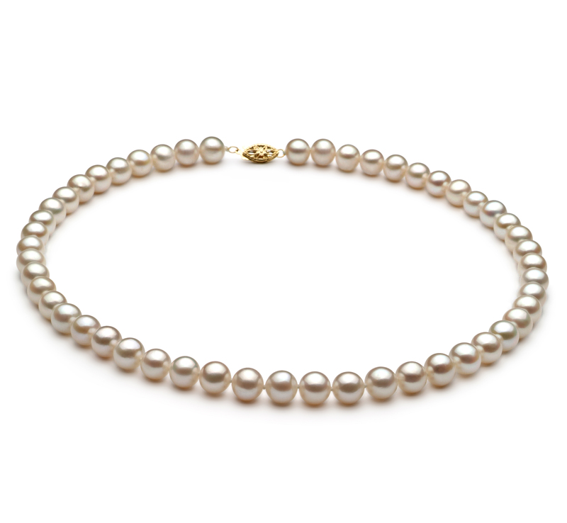 6.5-7.5mm AA Quality Freshwater Cultured Pearl Necklace in White - #1