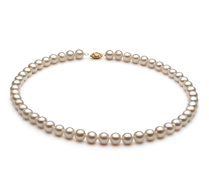 7.5-8.5mm AA Quality Freshwater Cultured Pearl Necklace in White - #1