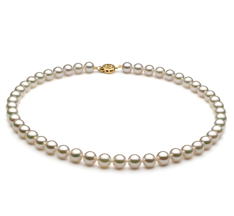 7.5-8mm AAA Quality Japanese Akoya Cultured Pearl Necklace in White - #1