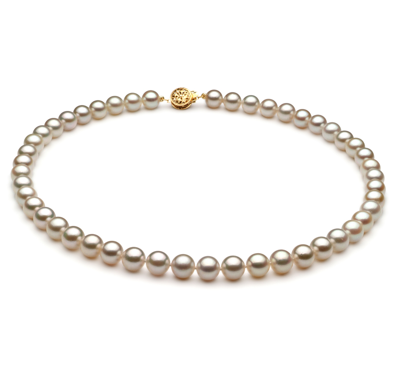 7-7.5mm AA Quality Japanese Akoya Cultured Pearl Necklace in White - #1