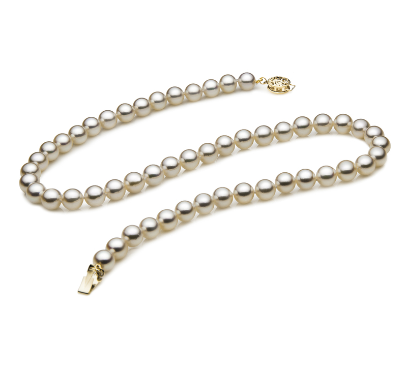 7-7.5mm AAA Quality Japanese Akoya Cultured Pearl Necklace in White - #3