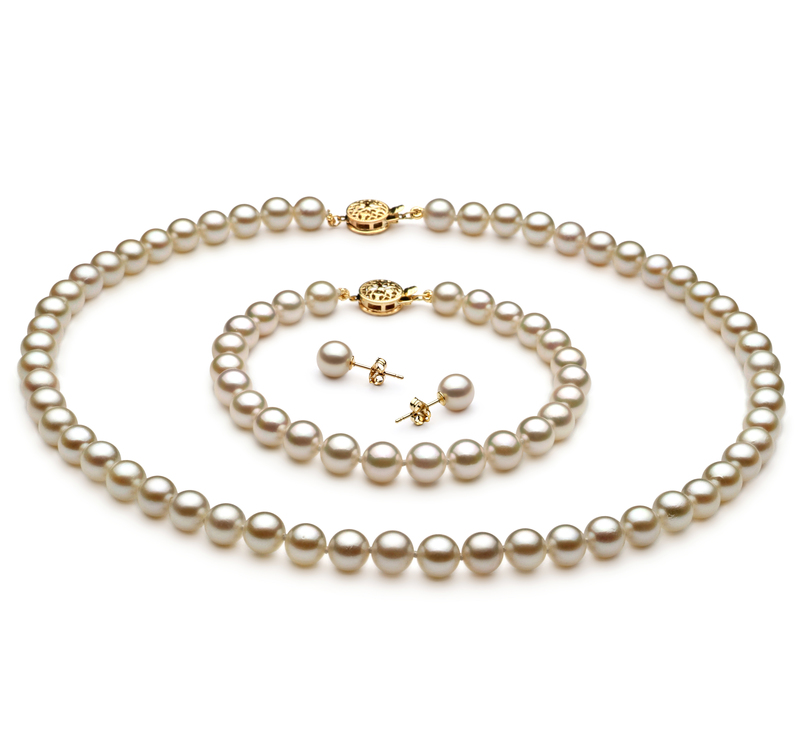 6.5-7mm AA Quality Japanese Akoya Cultured Pearl Set in White - #1