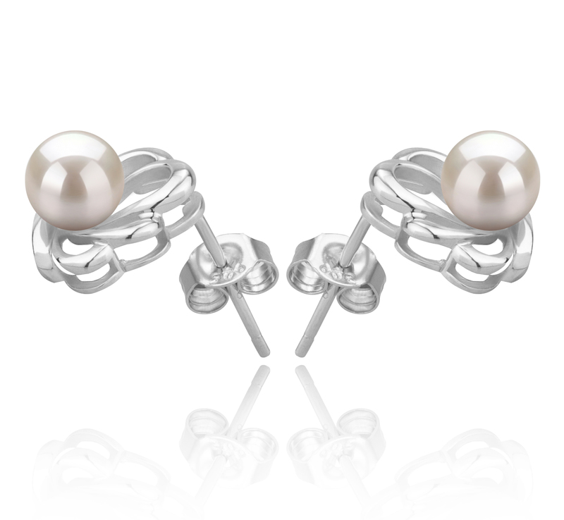 5-6mm AAAA Quality Freshwater Cultured Pearl Earring Pair in Princess White - #2