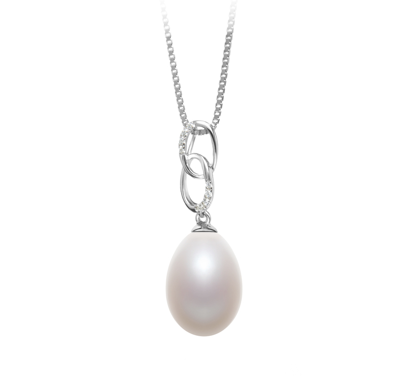 10-11mm AA - Drop Quality Freshwater Cultured Pearl Pendant in Rabia White - #1