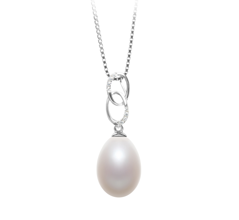 10-11mm AA - Drop Quality Freshwater Cultured Pearl Pendant in Rabia White - #2