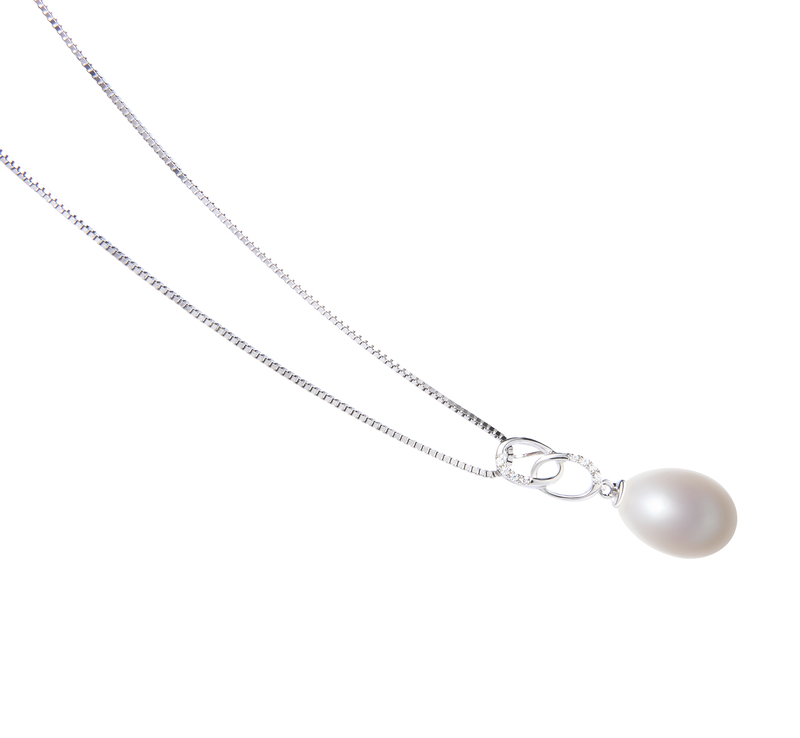 10-11mm AA - Drop Quality Freshwater Cultured Pearl Pendant in Rabia White - #3