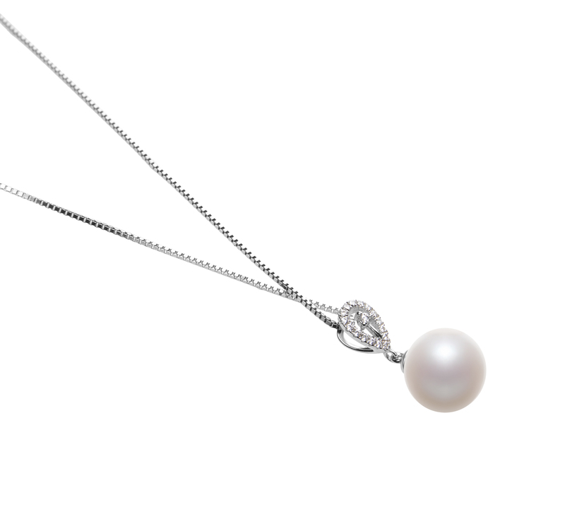 10-11mm AAAA Quality Freshwater Cultured Pearl Pendant in Regina White - #3