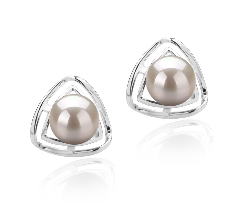 6-7mm AAAA Quality Freshwater Cultured Pearl Earring Pair in Rowan White - #1
