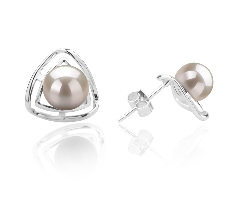 6-7mm AAAA Quality Freshwater Cultured Pearl Earring Pair in Rowan White - #2