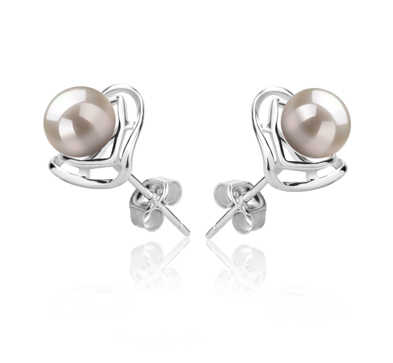 6-7mm AAAA Quality Freshwater Cultured Pearl Earring Pair in Rowan White - #3