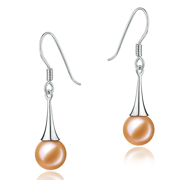 7-8mm AAAA Quality Freshwater Cultured Pearl Earring Pair in Sandra Pink - #1