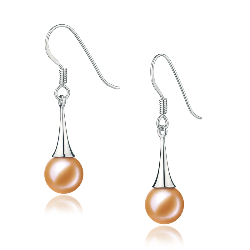 7-8mm AAAA Quality Freshwater Cultured Pearl Earring Pair in Sandra Pink - #2
