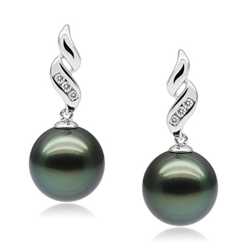 9-11mm AAA Quality Tahitian Cultured Pearl Set in Seductive Black - #2