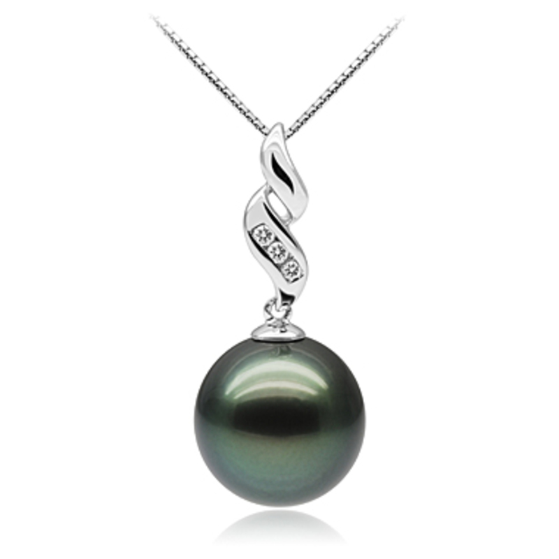 9-11mm AAA Quality Tahitian Cultured Pearl Set in Seductive Black - #3
