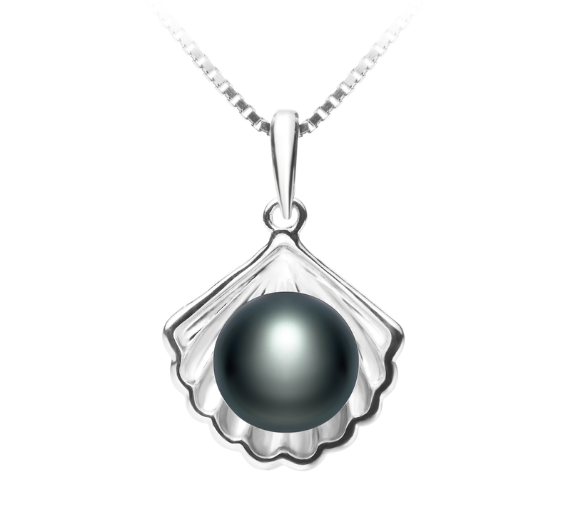 7-8mm AA Quality Freshwater Cultured Pearl Pendant in Shell Black - #1